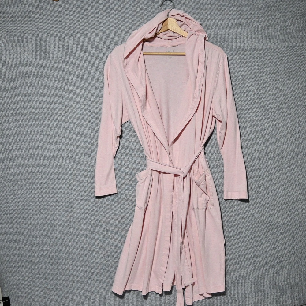 Pure Jill Sueded Robe Womens Hooded Belted Loungewear M Petite Pink India